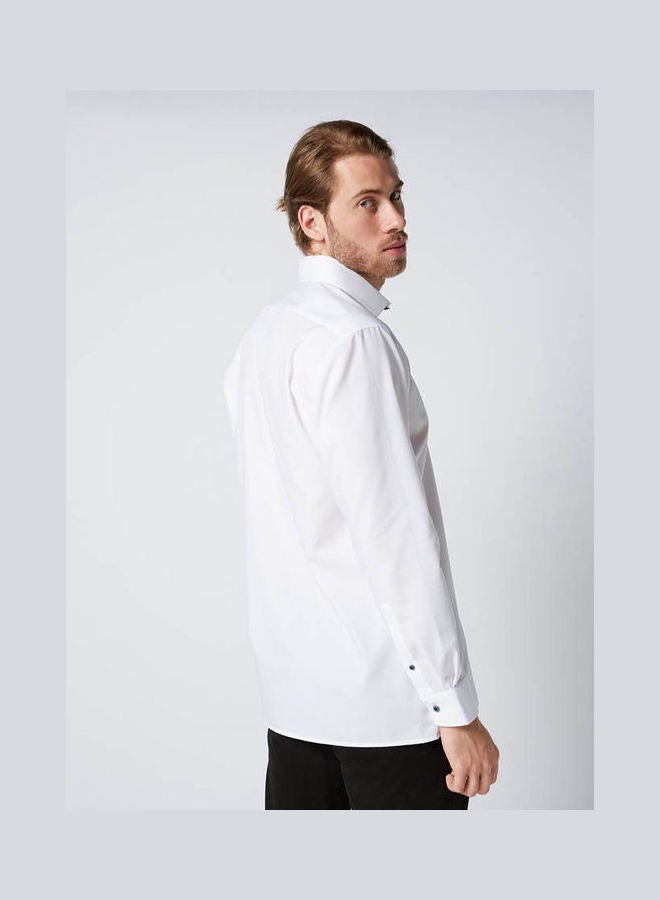 أوليمب Casual Plain Basic Long Sleeve Shirt White  - Image 2