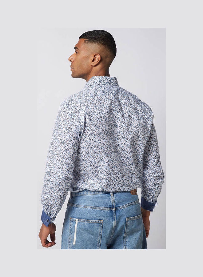 أوليمب Casual Floral Long Sleeve Shirt Baby Blue  - Image 2