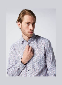 Olymp Casual Floral Long Sleeve Shirt Blue-Red  - Image 4
