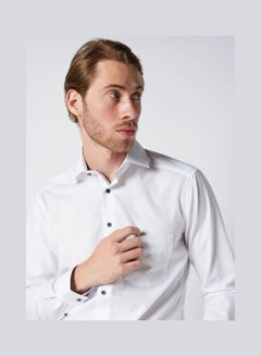 Olymp Casual Plain Basic Long Sleeve Shirt White  - Image 4