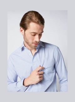 Olymp Casual Stripes Long Sleeve Shirt Blue-White  - Image 4