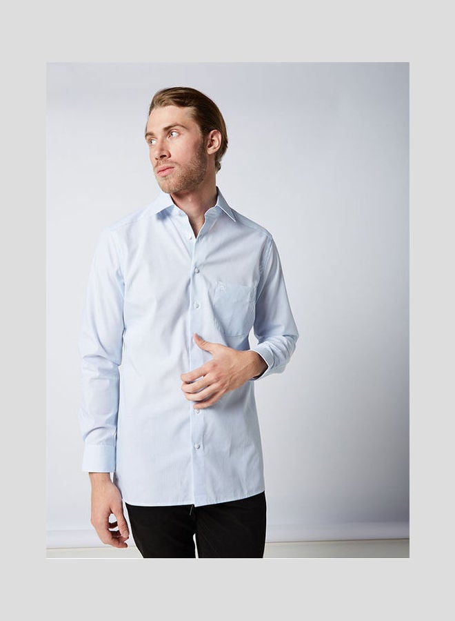 Olymp - Casual Stripes Long Sleeve Shirt Sky Blue - Image 1