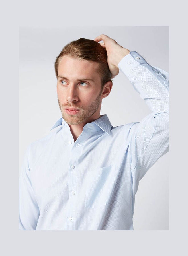 Olymp - Casual Stripes Long Sleeve Shirt Sky Blue - Image 1