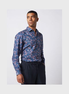 Olymp Casual Floral Long Sleeve Shirt Dark Blue  - Image 1