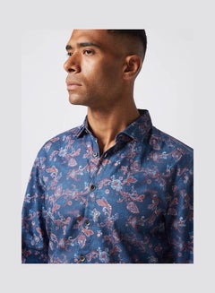 Olymp Casual Floral Long Sleeve Shirt Dark Blue  - Image 4