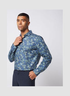 Olymp Casual Floral Long Sleeve Shirt Dark Blue  - Image 1