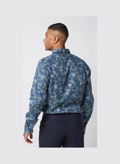 Olymp Casual Floral Long Sleeve Shirt Dark Blue  - Image 2
