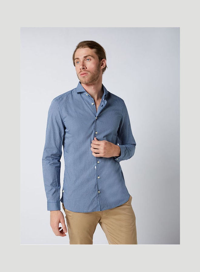 Olymp - Casual Checkered Long Sleeve Shirt Blue - Image 1