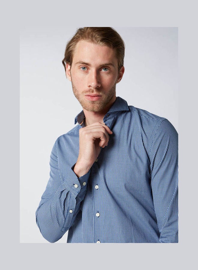 Olymp - Casual Checkered Long Sleeve Shirt Blue - Image 1
