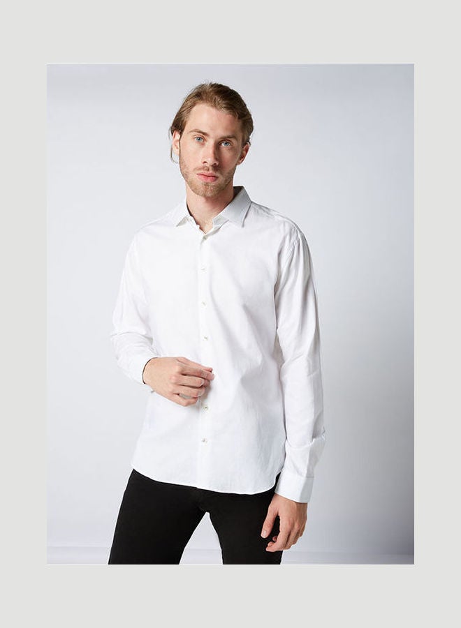 جاك بريت Casual Plain Basic Long Sleeve Shirt White  - Image 1