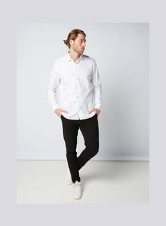 Casual Plain Basic Long Sleeve Shirt White - v1652802221/N53322282V_3