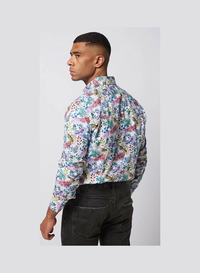 Casual Floral Long Sleeve Shirt White-Multi - v1652802227/N53322272V_2