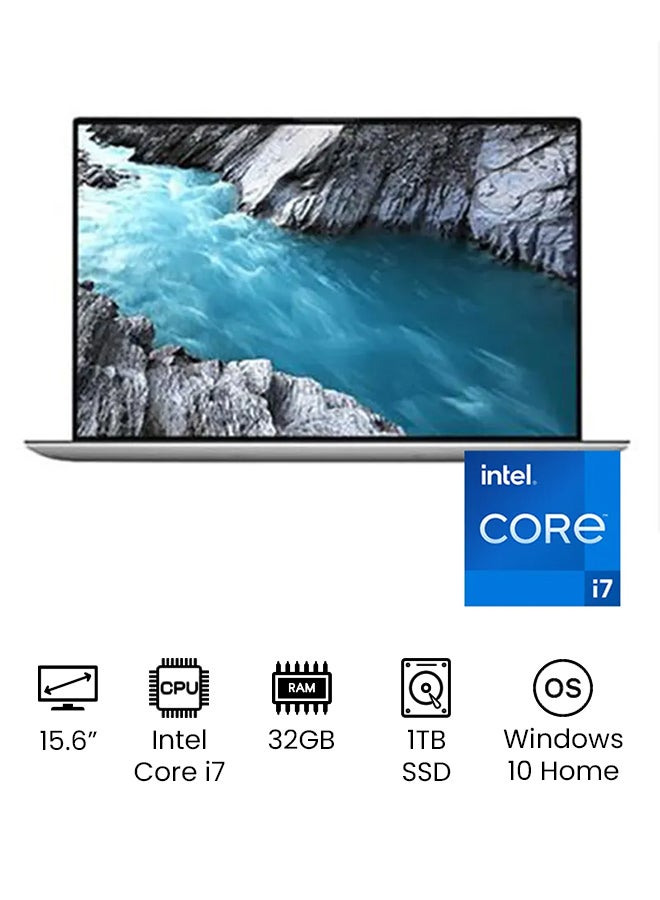 DELL XPS 15 9510 Performance Ultrabook With 15.6 Inch Full HD Display Full HD Display, Intel Core i7-11800H/ 32 GB RAM/1TB SSD/ NVIDIA GeForce RTX 3050Ti 4GB Graphics/ Windows 10 Home/International Version English/Arabic Silver  - Image 1