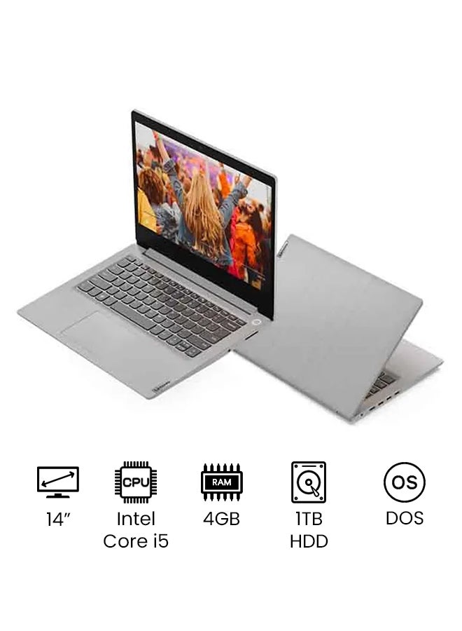 Lenovo IdeaPad 3 14IML05 Laptop With 14-Inch FHD (1920x1080) Display, Core i5 Processor/4GB RAM/1TB HDD/DOS(Without Windows)/Intel UHD Graphics English/Arabic Platinum Grey  - Image 1
