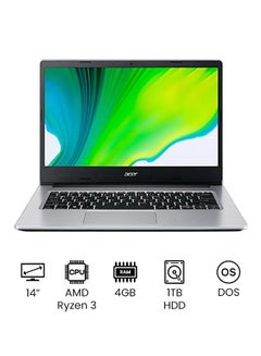 لابتوب A314-22-R30F بشاشة مقاس 14 بوصة بدقة عالية الوضوح (1366x768) ومعالج ثنائي النواة ريزين‎/3 3250U ‎ ذاكرة رام DDR4 سعة 4 جيجابايت/ محرك أقراص صلبة HDD سعة 1 تيرابايت/ نظام DOS (من دون نظام تشغيل ويندوز) بطاقة رسومات إيه إم دي راديون english_arabic فضي نقي