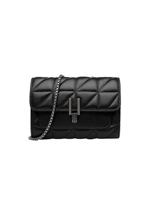 Stitched Cross-Body Bag With Metal Handle Black