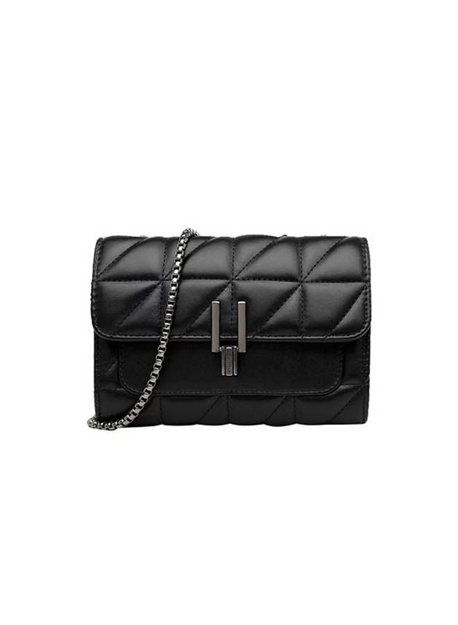 ICE CLUB - Stitched Cross-Body Bag With Metal Handle Black - Image 1