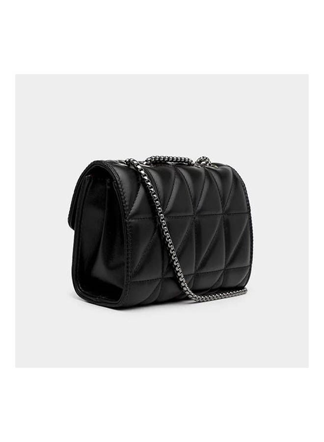 ICE CLUB - Stitched Cross-Body Bag With Metal Handle Black - Image 1