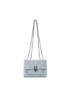 Stitched Cross-Body Bag With Metal Handle Blue