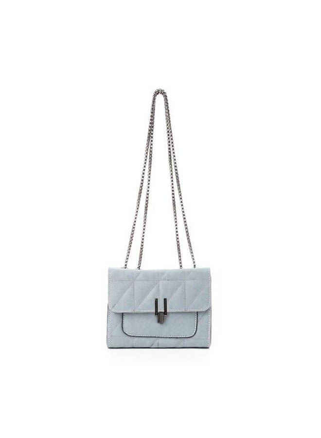 ICE CLUB - Stitched Cross-Body Bag With Metal Handle Blue - Image 1