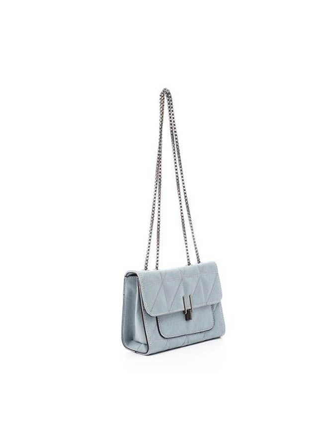 ICE CLUB - Stitched Cross-Body Bag With Metal Handle Blue - Image 1