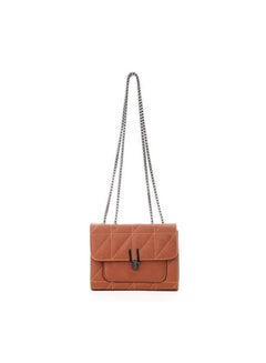 Stitched Cross-Body Bag With Metal Handle Brown