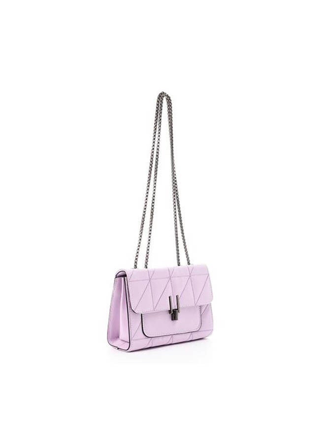 ICE CLUB - Stitched Cross-Body Bag With Metal Handle Purple - Image 1