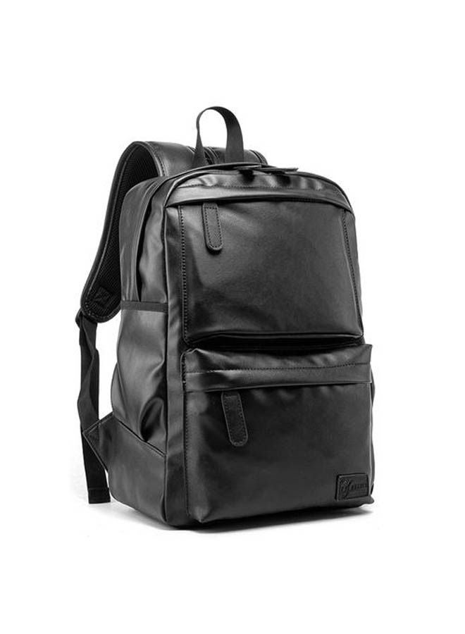 RAHALA Casual Multi-Pockets Leather Unisex Usb Backpack Bag Black  - Image 1