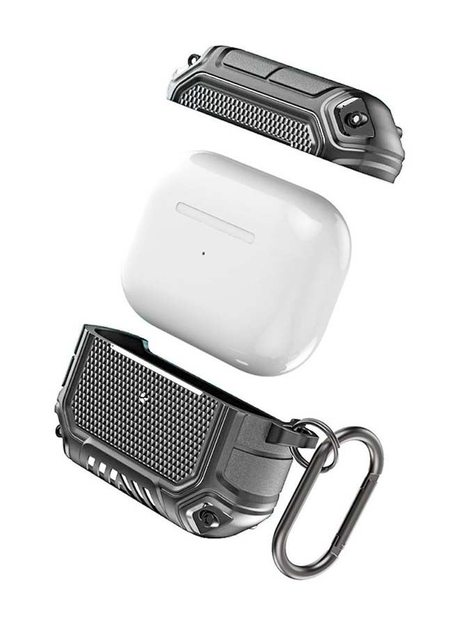 MARGOUN Shockproof Armor Rugged Case Cover With Keychain For Apple AirPods 3 (3rd Generation) Grey - Image 2