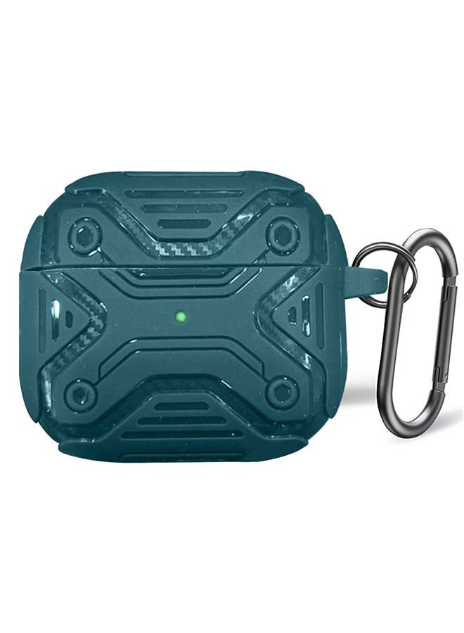 MARGOUN - Shockproof Armor Rugged Case Cover With Keychain For Apple AirPods 3 (3rd Generation) Midnight Green - Image 1