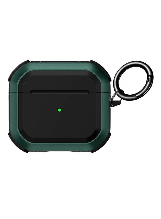 MARGOUN Shockproof Armor Rugged Case Cover With Keychain For Apple AirPods 3 (3rd Generation) Pine Green/Black - Image 1