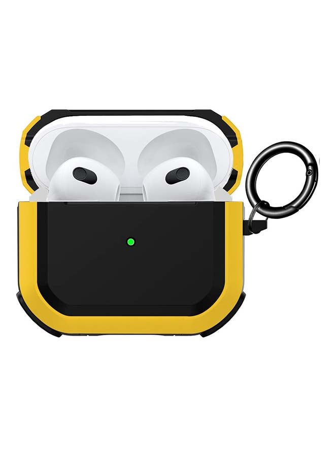 MARGOUN - Shockproof Armor Rugged Case Cover With Keychain For Apple AirPods 3 (3rd Generation) Yellow/Black - Image 1