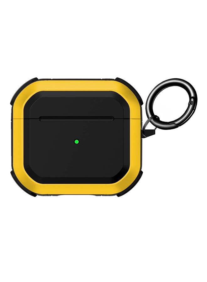 MARGOUN - Shockproof Armor Rugged Case Cover With Keychain For Apple AirPods 3 (3rd Generation) Yellow/Black - Image 1