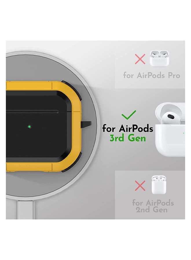 MARGOUN - Shockproof Armor Rugged Case Cover With Keychain For Apple AirPods 3 (3rd Generation) Yellow/Black - Image 1