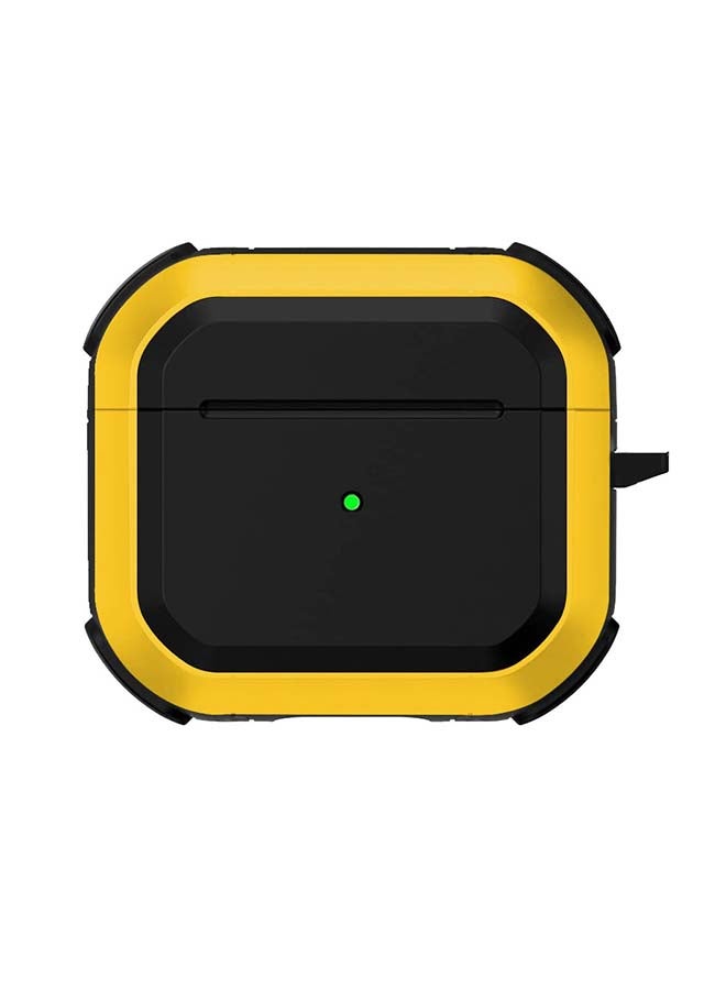 MARGOUN - Shockproof Armor Rugged Case Cover With Keychain For Apple AirPods 3 (3rd Generation) Yellow/Black - Image 1