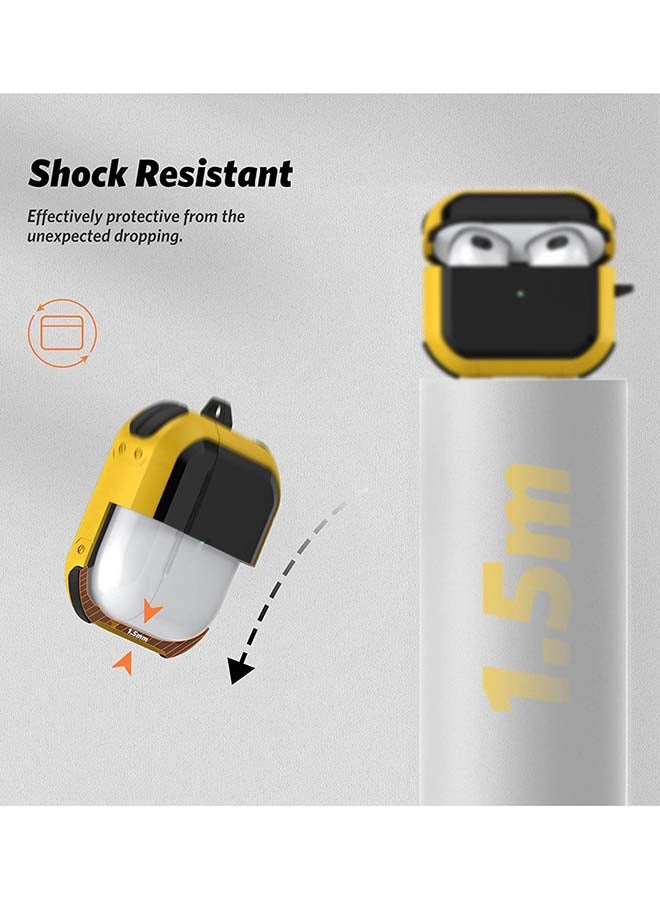 MARGOUN - Shockproof Armor Rugged Case Cover With Keychain For Apple AirPods 3 (3rd Generation) Yellow/Black - Image 1