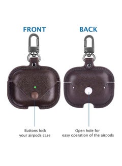 MARGOUN Leather Case Shockproof Cover With KeychainFor Apple AirPods 3 (3rd Generation) Dark Brown  - Image 2