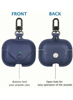 MARGOUN Leather Case Shockproof Cover With KeychainFor Apple AirPods 3 (3rd Generation) Blue  - Image 2