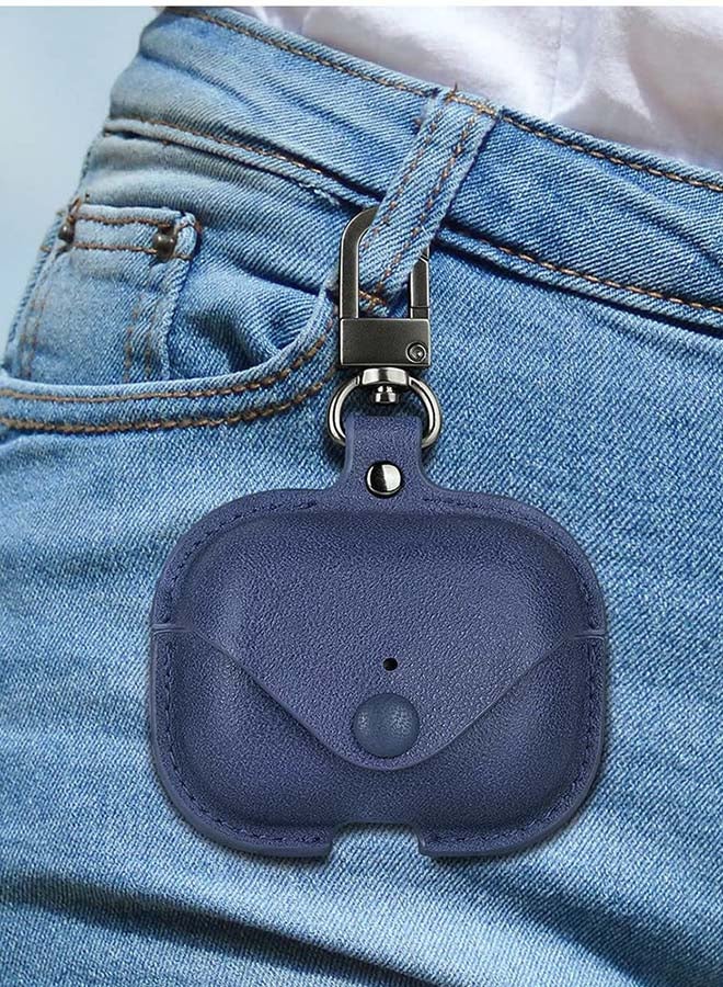 MARGOUN - Leather Case Shockproof Cover With KeychainFor Apple AirPods 3 (3rd Generation) Blue - Image 1
