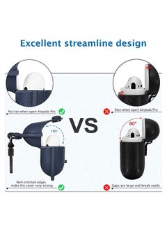 MARGOUN Leather Case Shockproof Cover With KeychainFor Apple AirPods 3 (3rd Generation) Blue  - Image 5