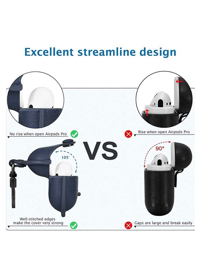 MARGOUN - Leather Case Shockproof Cover With KeychainFor Apple AirPods 3 (3rd Generation) Blue - Image 1