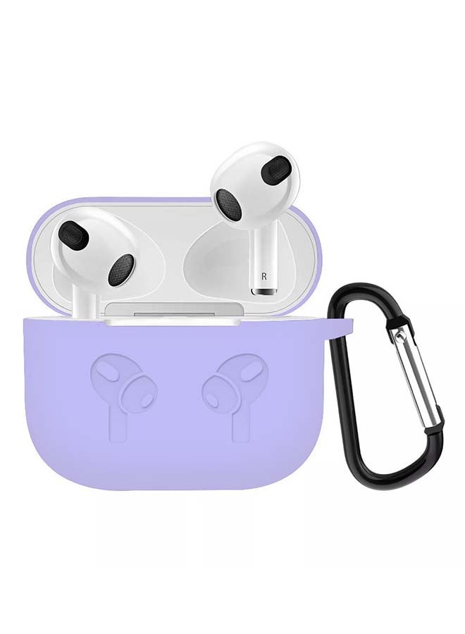 MARGOUN - Shockproof Silicone Case Cover With Keychain For Apple AirPods 3 (3rd Generation) Lavender - Image 1