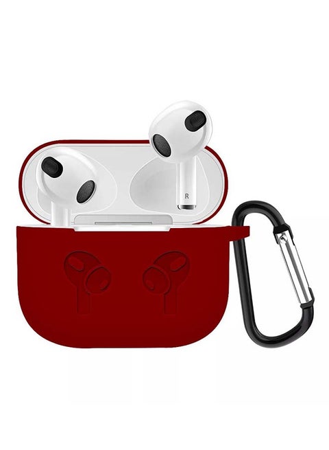 Shockproof Silicone Case Cover With Keychain For Apple AirPods 3 (3rd Generation) Red