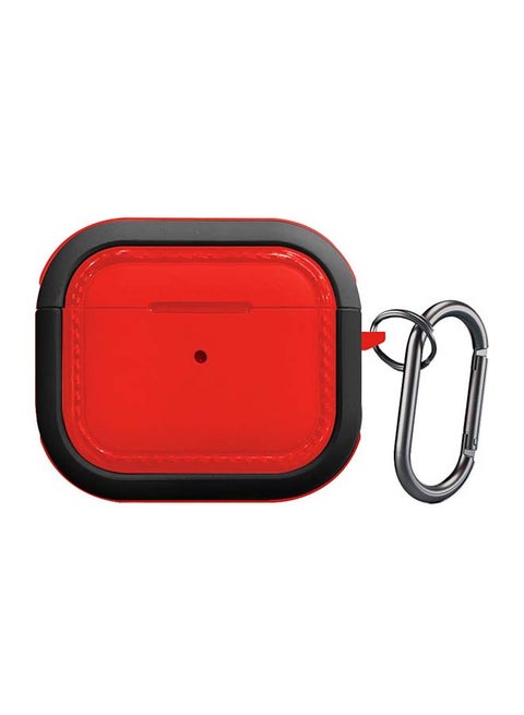Shockproof Armor Rugged Case Cover With Keychain For Apple AirPods 3 (3rd Generation) Red/Black