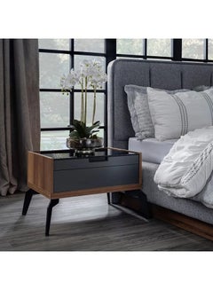 Zett Nightstand with Mirror Grey 65 x 47 x 50cm