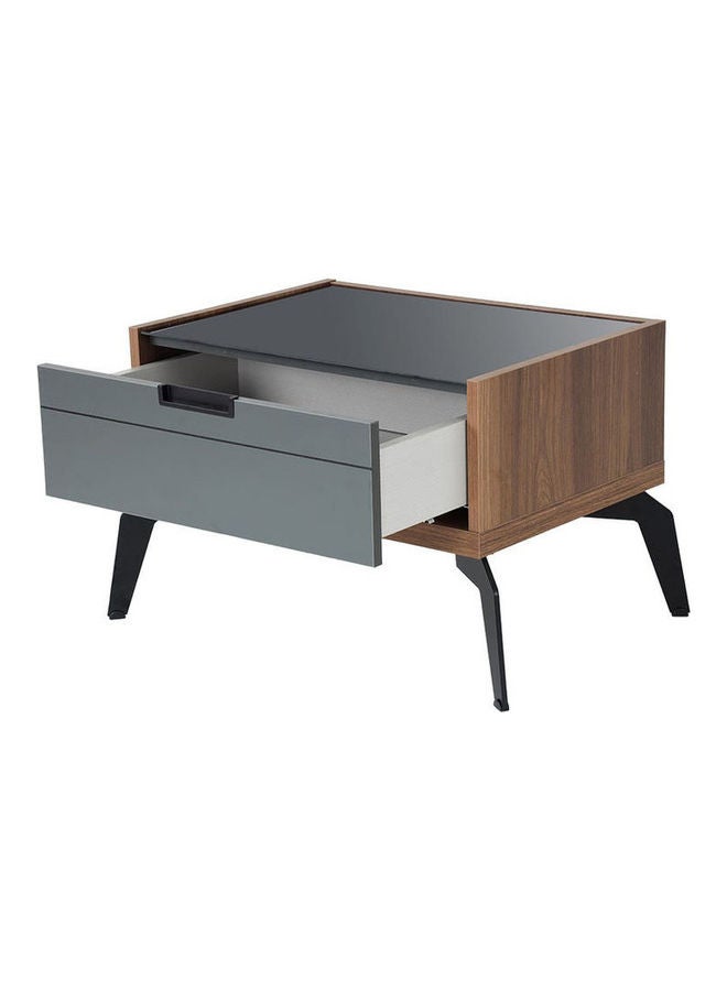 homes r us - Zett Nightstand with Mirror Grey 65 x 47 x 50cm - Image 1