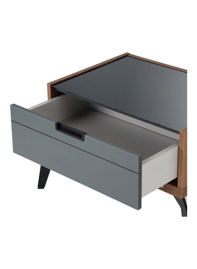 homes r us - Zett Nightstand with Mirror Grey 65 x 47 x 50cm - Image 1