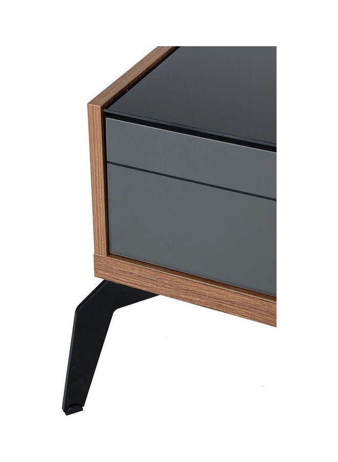 homes r us - Zett Nightstand with Mirror Grey 65 x 47 x 50cm - Image 1