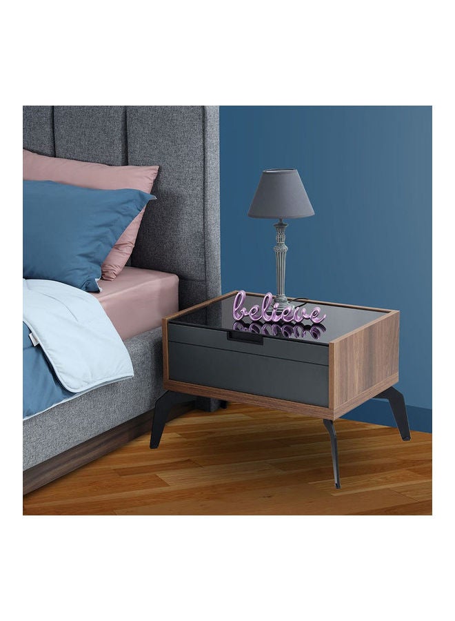 homes r us - Zett Nightstand with Mirror Grey 65 x 47 x 50cm - Image 1