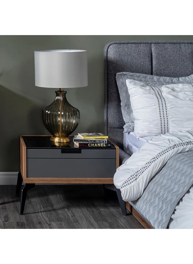 homes r us - Zett Nightstand with Mirror Grey 65 x 47 x 50cm - Image 1